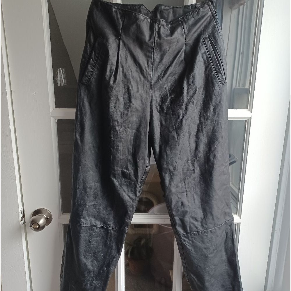 Vintage High waist, pleated leather pants